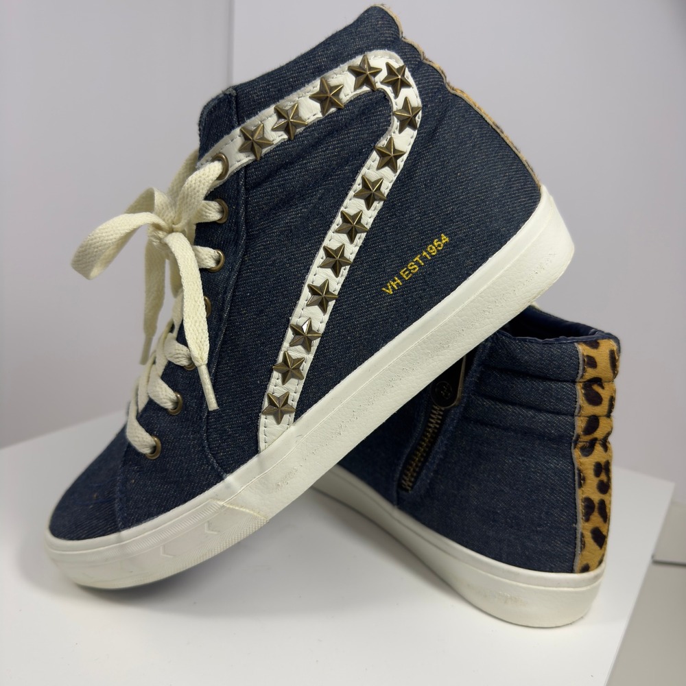 Vintage Havana Carbonite High Top Womens 6.5 Blue Denim Star Studded Sneakers